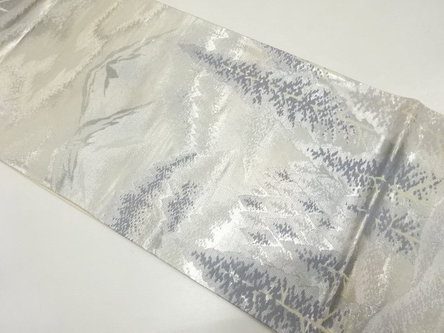 アンティーク　遠山に樹木模様織り出し袋帯（材料）